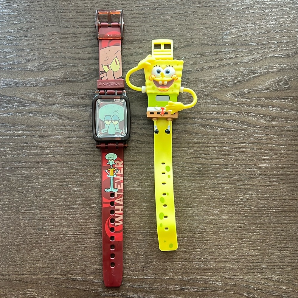2002 Spongebob and 2004 Squidward Watches
